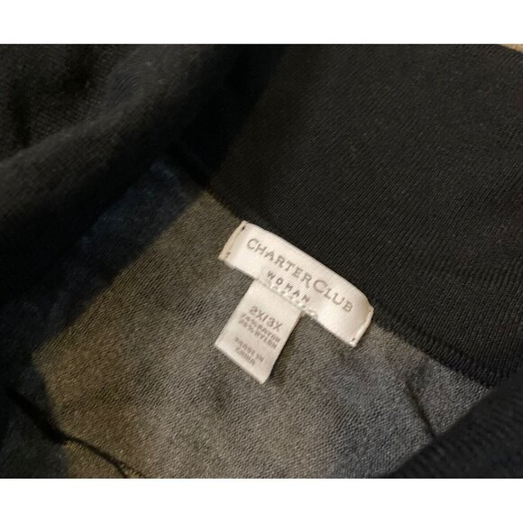 New Charter Club Women's Zebra Print Cowl Neck Poncho Sweater Black Size 2X/3X - Picture 4 of 11